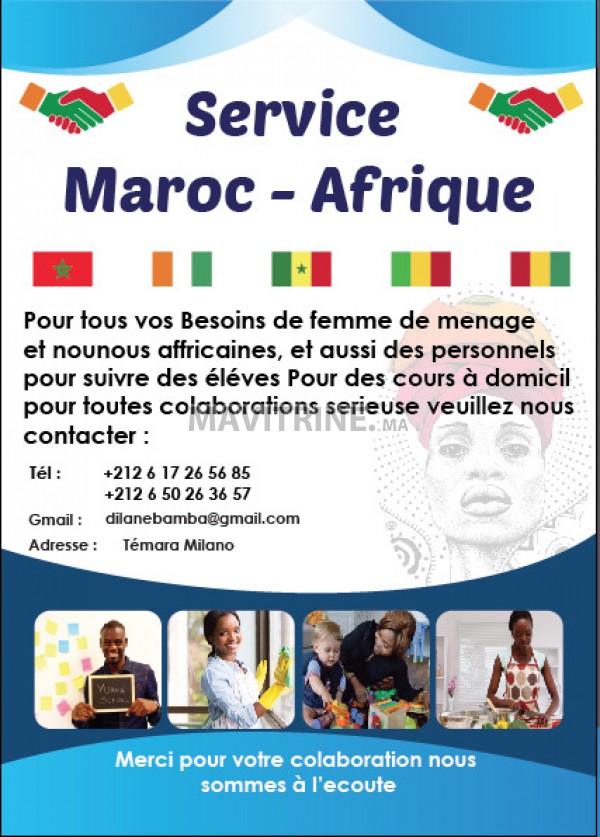 Femme de ménage et nounous africaines