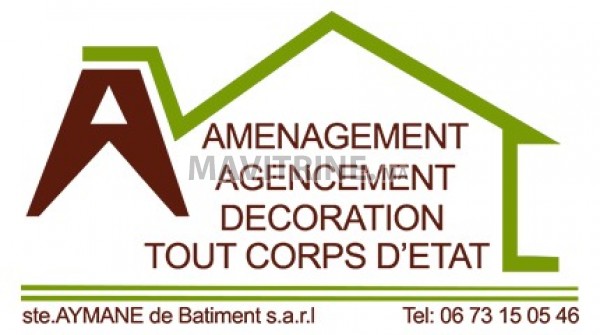 Travaux d'aménagement et décoration intérieur et extérieur de bâtiment