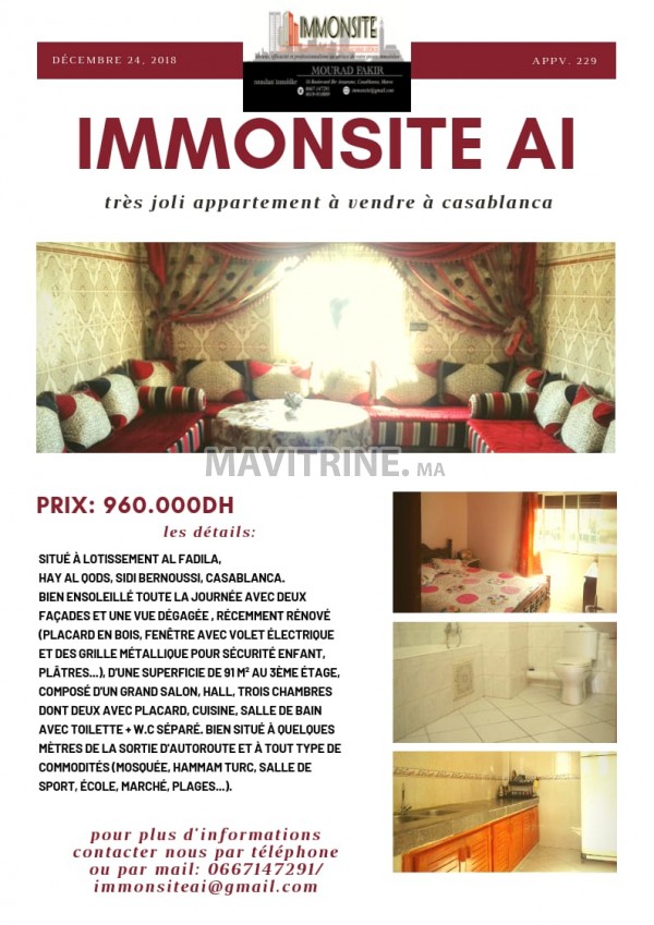 très joli appartement à vendre à casablanca