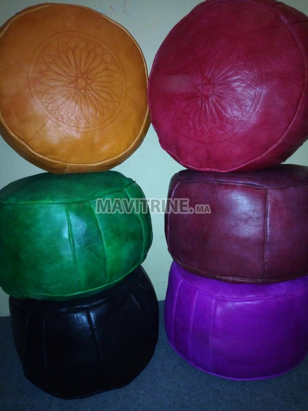 Pouf marocain en cuir véritable 100/100