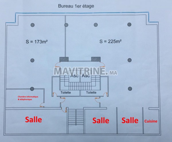 Plateau bureau de 398 m² pour location