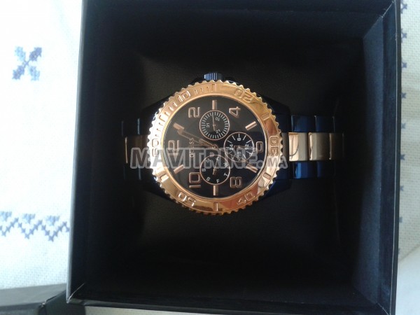 montre guess bleue rose gold