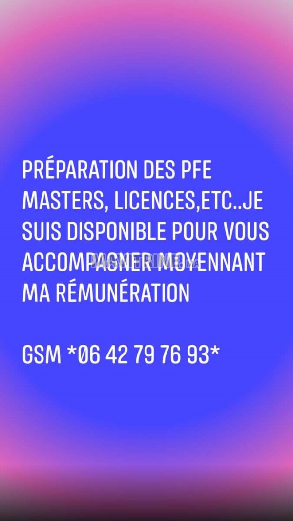 Préparation PFE Masters Etudes Rapports Notes Communication