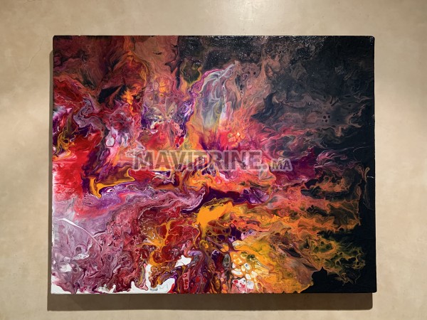 Acrylique pouring on Canvas « Phoenix »