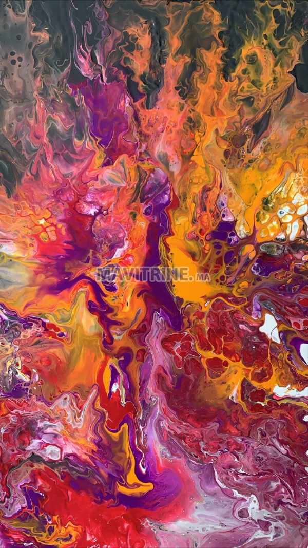 Acrylique pouring on Canvas « Phoenix »