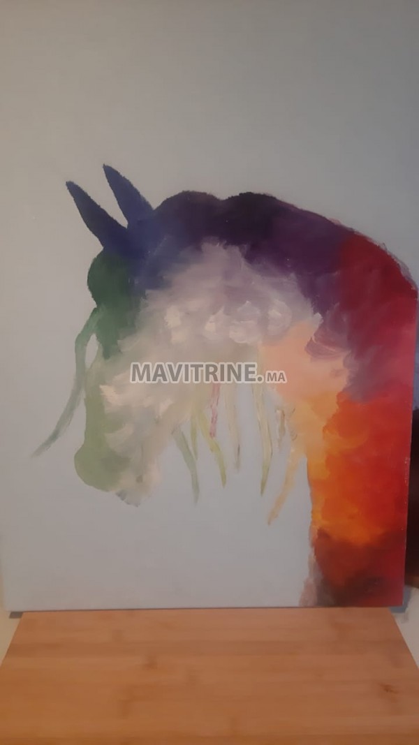 Tableau cheval arc-en-ciel couleur