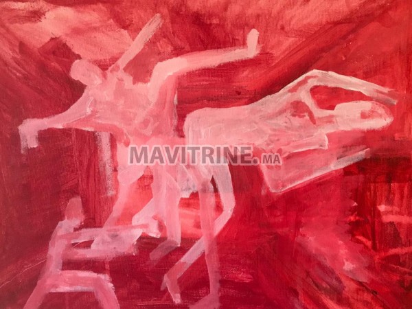 Danse sous la lumière rouge , peinture acrylique