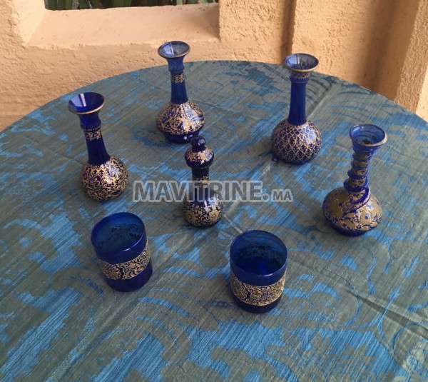 Collection de verre soufflé Egyptien Blue Cobalt