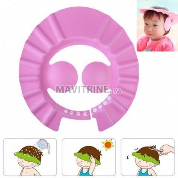 Visière de Bain enfant Chapeau de Bain Bebe Accessoire Bebe Bonnet Douche (Rose)-EN GROS