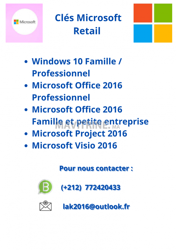 Windows 10 Famille / Professionnel & Suite Office 2016 Professionnel